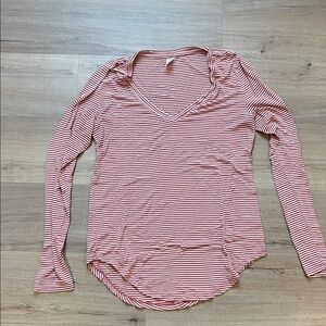 Old Navy Red and White Striped Long Sleeve Top